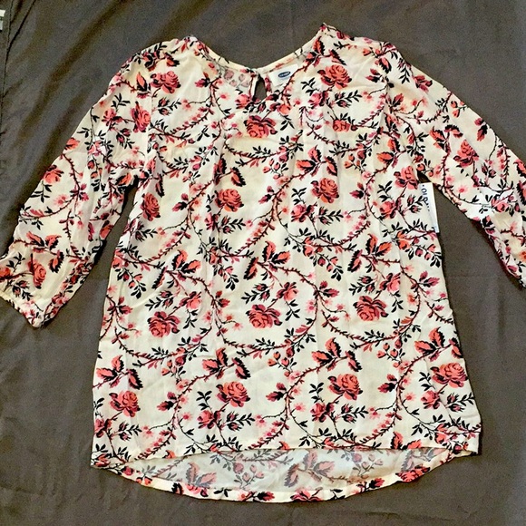 XS S 14 Girls 3/4 White Floral Boho Print Top - Picture 2 of 12